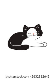 sleeping cat, art vector illustration