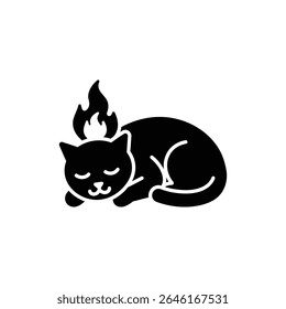 Sleeping Cat by Fire for Cozy Winter Atmosphere