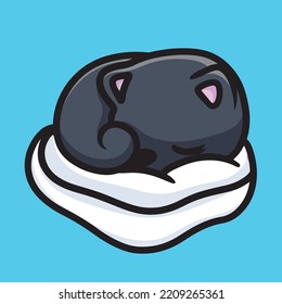 Sleeping Cat Cartoon Mascot Design Cute Flat Design Logo Funny Happiness