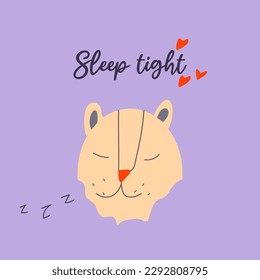 sleeping cat in a cartoon style with words sleep