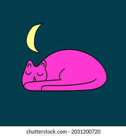 Sleeping cat cartoon. Vector illustration