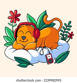 sleeping cat cartoon vector illustration