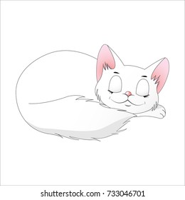 Sleeping cat, cartoon vector illustration