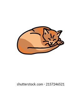Sleeping cat color line icon. Pictogram for web page, mobile app, promo.