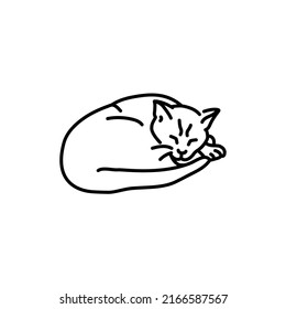 Sleeping cat color line icon. Pictogram for web page, mobile app, promo.