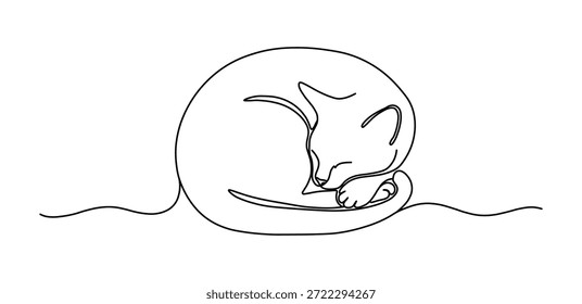 Schlafende Katze durchgehende Linie Kunst Zeichnung friedlich minimalistische Tier Illustration