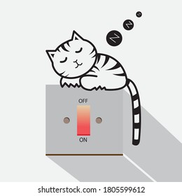 sleeping cat, cute cartoon icon design vector illustration