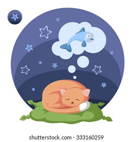 Sleeping cat. Dream about fish.