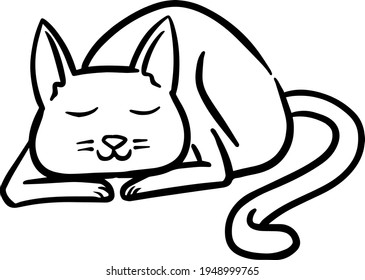 sleeping cat hand drawn vector illustration