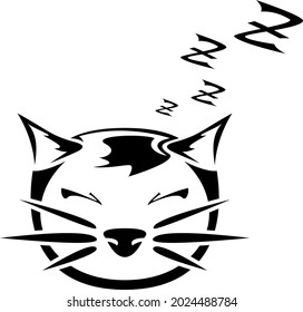 Sleeping cat head vector icon
