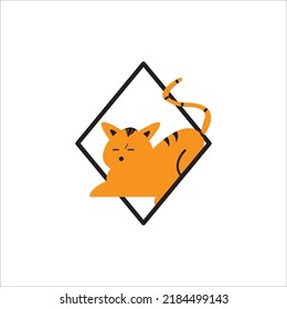 Sleeping Cat Icon Design Illustration Template Web