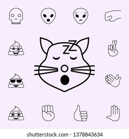 sleeping cat icon. Emoji icons universal set for web and mobile