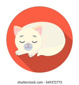 Sleeping cat icon in flat style isolated on white background. Sleep and rest symbol stock vector illustration.