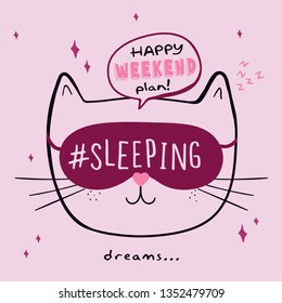 sleeping cat illustration.