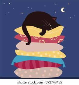 Sleeping cat illustration