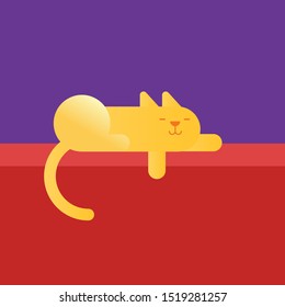 sleeping cat illustration for 2d animation with flat colors and for cartoon characters and games