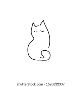 sleeping cat. cat. kitten. vector line icon. EPS. vector illustration. outline illustration.