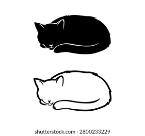 sleeping cat minimalist isolated vector, outline Icon Illustration.