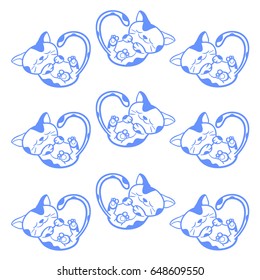 Sleeping Cat Pattern cartoon vector