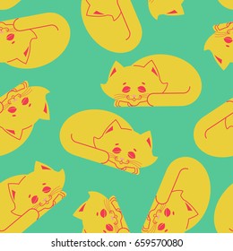 Sleeping cat pattern. kitten be asleep seamless texture. sleep pet background
