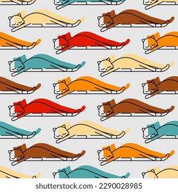 Sleeping cat pattern seamless. pet sleeping background. Vector texture
