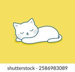 Sleeping Cat Pet Vector Illustration	