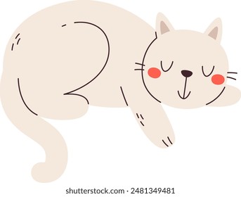 Sleeping Cat Pet Vector Illustration