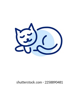 Sleeping cat. Pixel perfect, editable stroke line icon