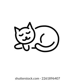 Sleeping cat. Pixel perfect, editable stroke icon