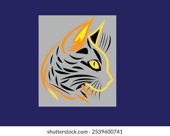 Diseño de logotipo de silueta de gato durmiente. Icono de concepto de logotipo, diseño de arte de logotipo de cabeza de gato, Ilustración vectorial negra sobre fondo blanco, dibujo de icono de cara de gato aislado sobre un fondo blanco, Gatos de silueta 