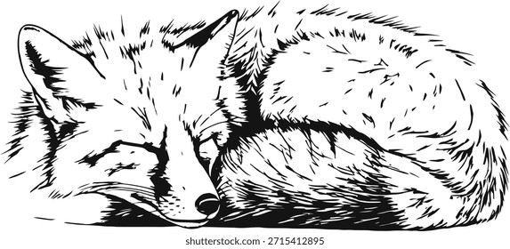 Ilustración vectorial de silueta de gato dormido para logotipos de cuidado de mascotas y temas de relajación de animales acogedores.