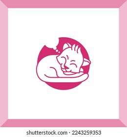 sleeping cat simple logo for symbol or icon