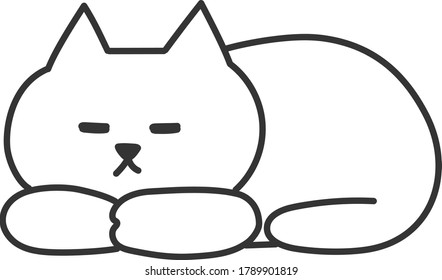 El gato durmiente se sienta en una hogaza. Aislado sobre fondo blanco.