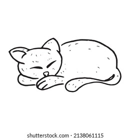Sleeping cat sketch drawing. Vector illustration of a kitten.
