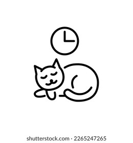 Sleeping cat. Take a nap. Pixel perfect, editable stroke icon