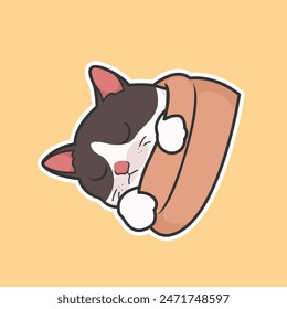 Sleeping Cat Vector Cute Illustration