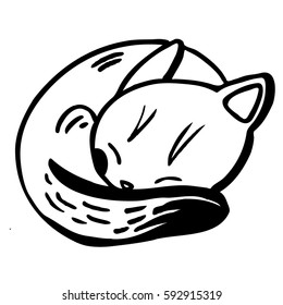 Sleeping cat. Vector graphic art.