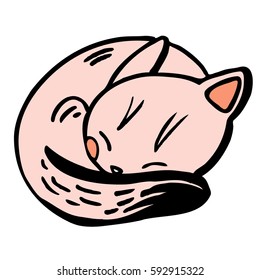 Sleeping cat. Vector graphic art.
