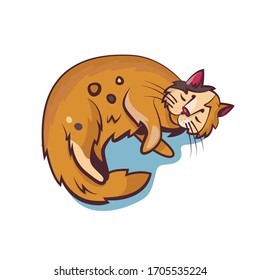 Eine schlafende Katze. Vektorillustration.