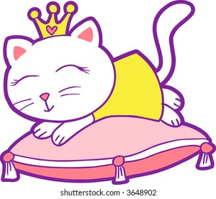 Sleeping Cat Vector Illustration
