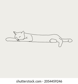 Sleeping cat vector illustration in doodle style	