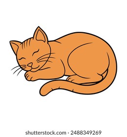Sleeping cat vector line art