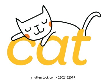 Sleeping Cat Word Vector Illustration