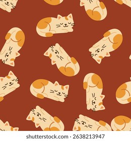 Sleeping Cats on Rust Red