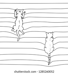 Sleeping cats seamless pattern. Top view