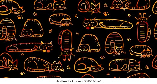 Sleeping cats, seamless pattern for your design