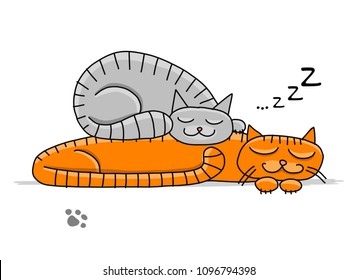 Sleeping cats, sketch for your design