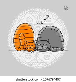Sleeping cats, sketch for your design