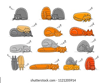 Sleeping cats, sketch for your design
