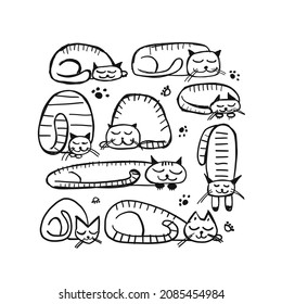 Sleeping cats, sketch for your design